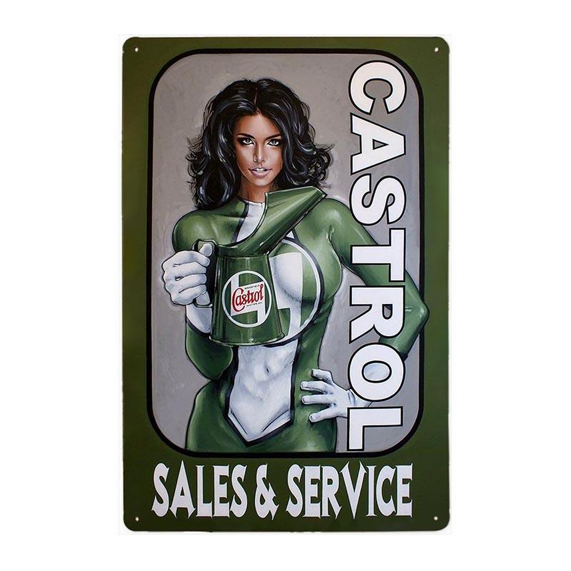 placa metal vintage pin up castrol placa metal vintage pin up castrol