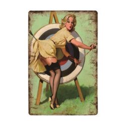 placa metal vintage pin up objetivo