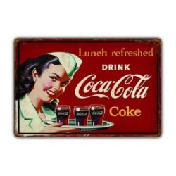 placa metal vintage pin up coca cola
