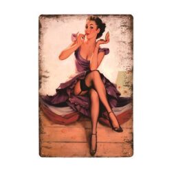 placa metal vintage pin up elegante
