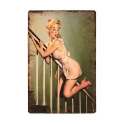 placa metal escalera pin up vintage