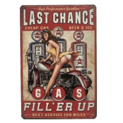 placa de metal vintage pin up garaje 1