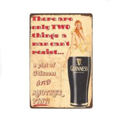 placa metal vintage pin up guinness