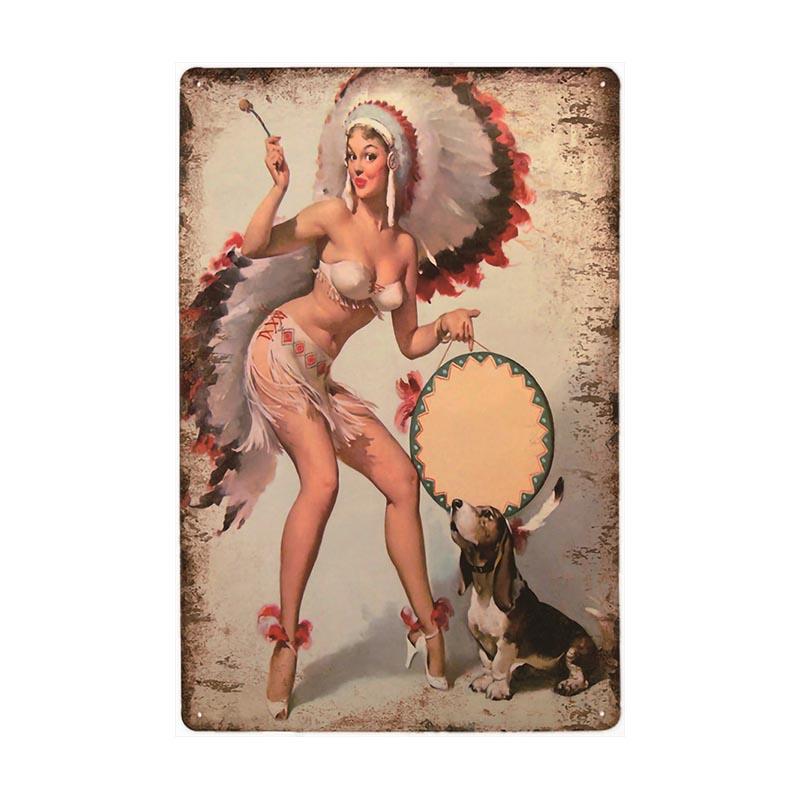 placa de metal pin up india vintage placa de metal pin up india vintage