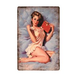 placa metal diario pin up vintage