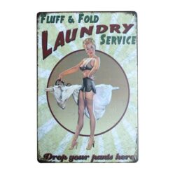 plato de lavanderia pin up vintage de metal