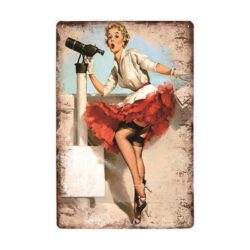 placa de metal vintage pin up vista larga