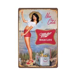 placa de metal pin up miller vintage