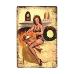 placa metal navidad pin up vintage