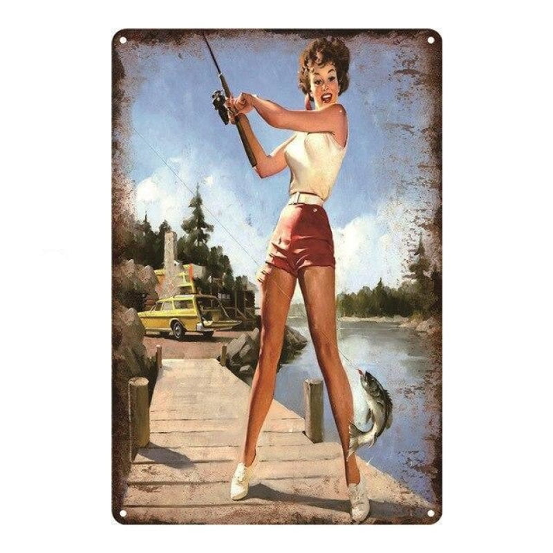 placa metal vintage pin up melocoton placa metal vintage pin up melocoton