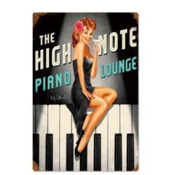 placa metal piano pin up vintage