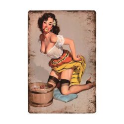 placa metal manzanas pin up vintage