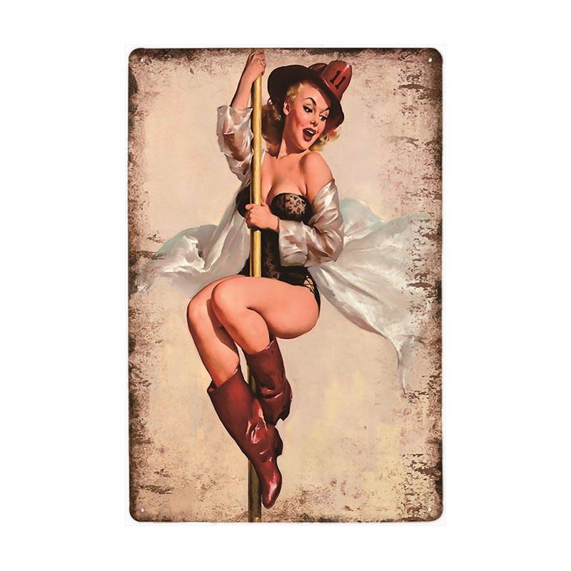 placa de metal bombero pin up vintage placa de metal bombero pin up vintage