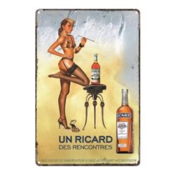 placa metal pin up ricard vintage