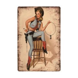 placa de metal sherif pin up vintage