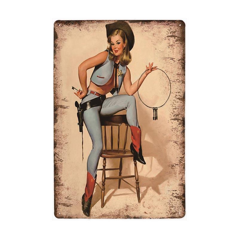 placa de metal sherif pin up vintage placa de metal sherif pin up vintage