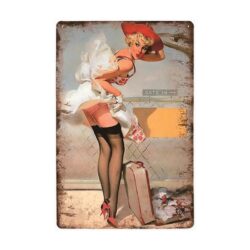 placa metal turista pin up vintage