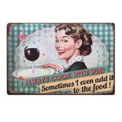 placa metal vintage pin up vino