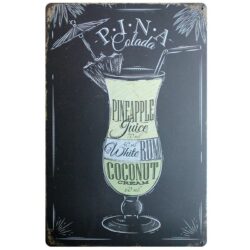 placa metal pina colada vintage