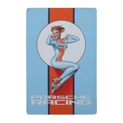 letrero metalico vintage de porsche racing