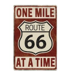 placa de metal vintage ruta 66 una milla a la vez