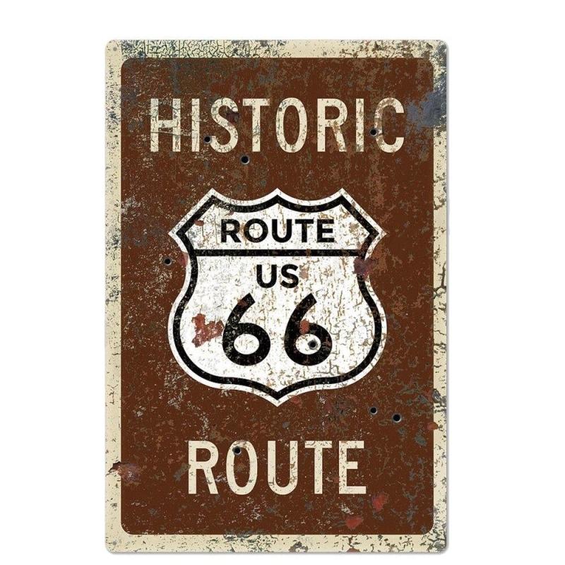 placa de metal vintage ruta 66 roja placa de metal vintage ruta 66 roja