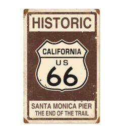 placa de metal vintage ruta 66 santa monica