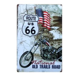 placa de metal vintage ruta 66 motocicleta