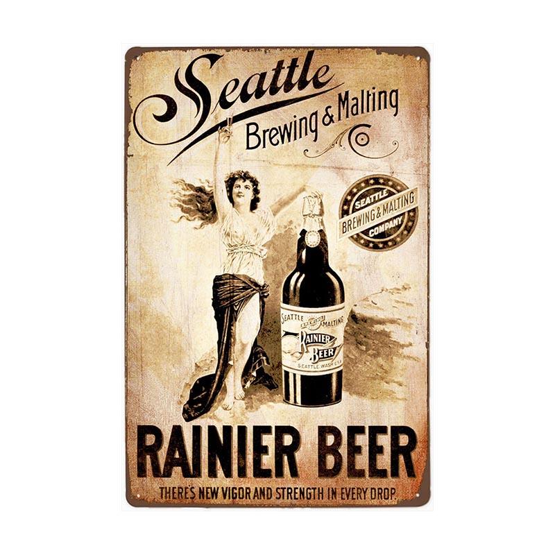 cerveza seatle vintage placa de metal cerveza seatle vintage placa de metal