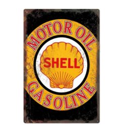 placa metal vintage shell gasolina aceite de motor