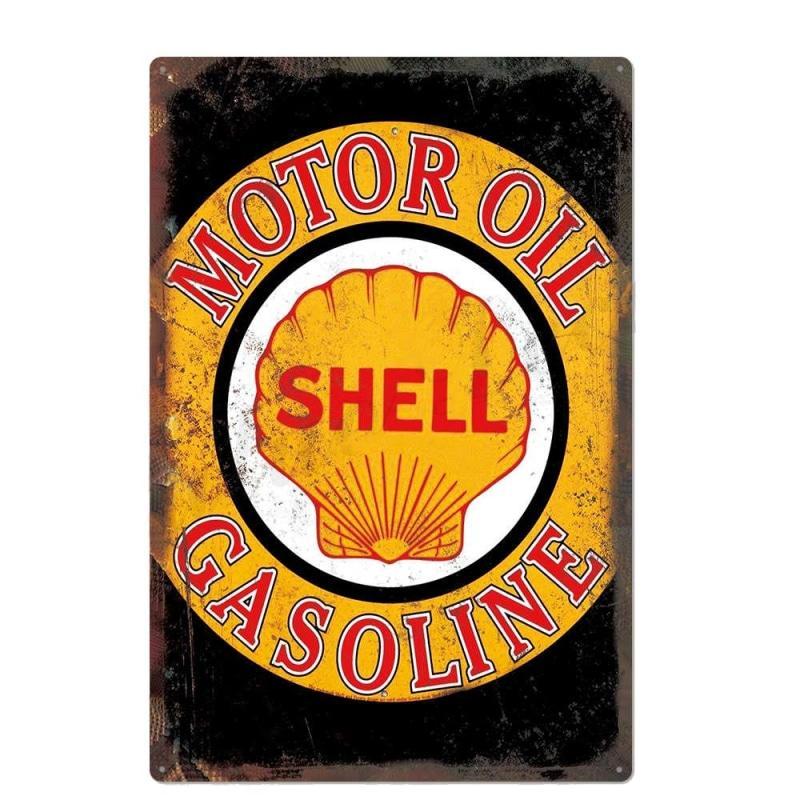 placa metal vintage shell gasolina aceite de motor placa metal vintage shell gasolina aceite de motor
