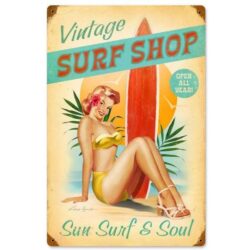 placa de metal de surf vintage