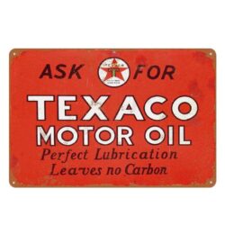 placa de metal vintage texaco aceite de motor rojo