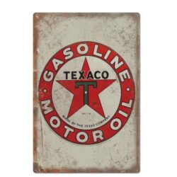aceite de motor texaco vintage con placa de metal