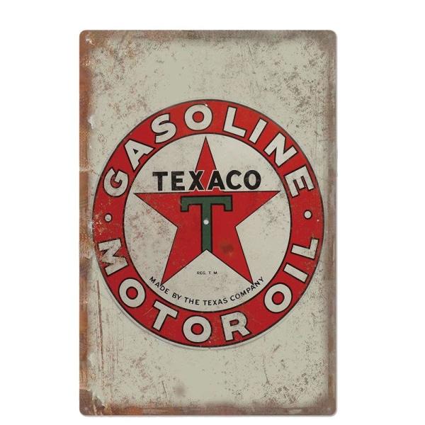 aceite de motor texaco vintage con placa de metal aceite de motor texaco vintage con placa de metal