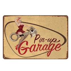 placa de metal vintage pin up garaje
