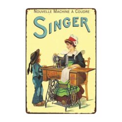placa metal maquina de coser vintage singer
