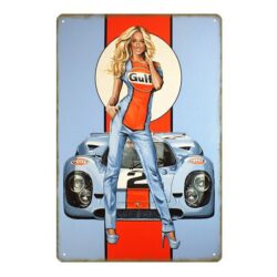 letrero de metal vintage pin up gulf