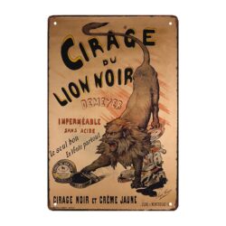 placa metal vintage leon negro