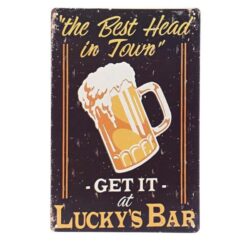 placa publicitaria de cerveza metalica