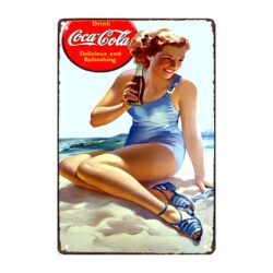 placa publicitaria de coca metalica