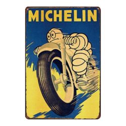 motocicleta michelin vintage placa metalica