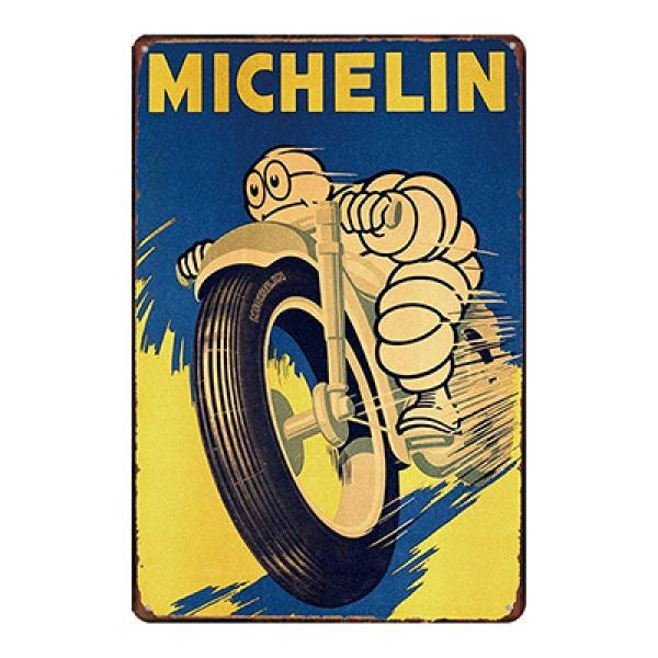 motocicleta michelin vintage placa metalica