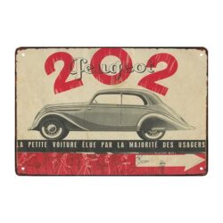 placa metalica vintage peugeot 202