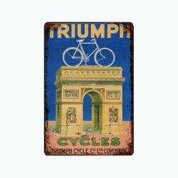 placa metal vintage ciclos triunfo