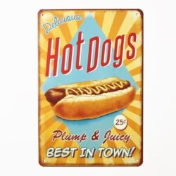 placa metal perritos calientes vintage