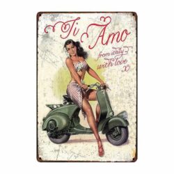 placa de metal vintage pin up italia