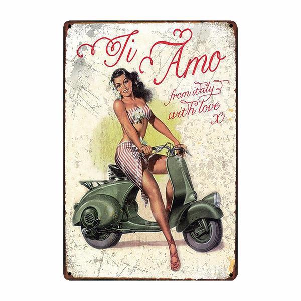 placa de metal vintage pin up italia placa de metal vintage pin up italia
