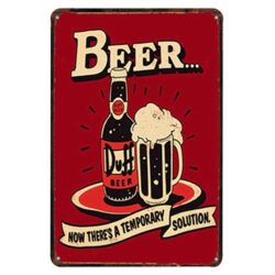 placa de metal vintage cerveza duff simpson