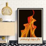 cartel retrato de la chica en fuego
